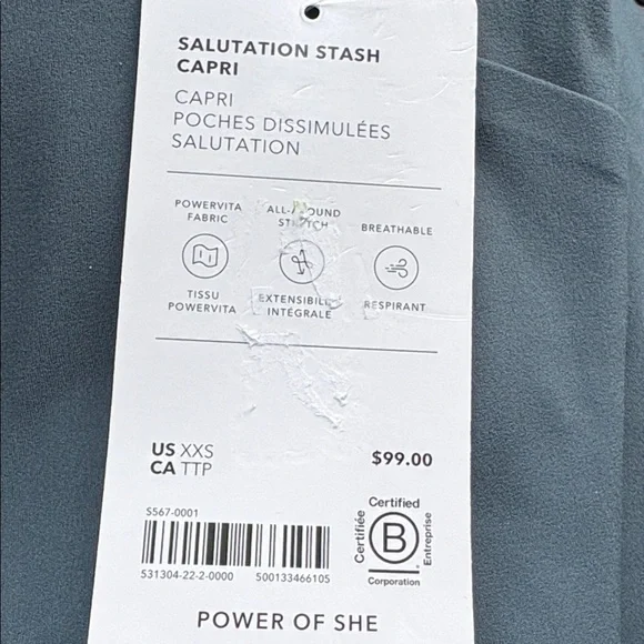 NWT Athleta Salutation Stash Eden Capri Size XXS - Picture 6 of 8